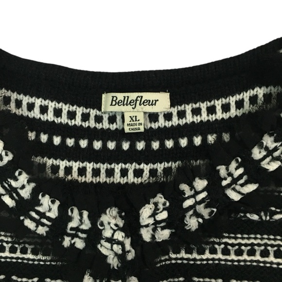 BELLEFLEUR Chiffon Trim Knit Striped Snap Down Cardigan Sweater - Women’s XL - Picture 11 of 14